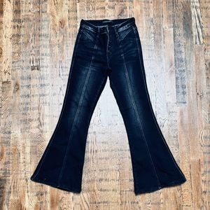Adorable Flying Monkey flared black jeans! Button fly! Size 27. Like new!!